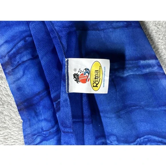 Rima Blue/Green Geometric Cover Wrap Pareo Scarf 100% Terivoile - Picture 2 of 4